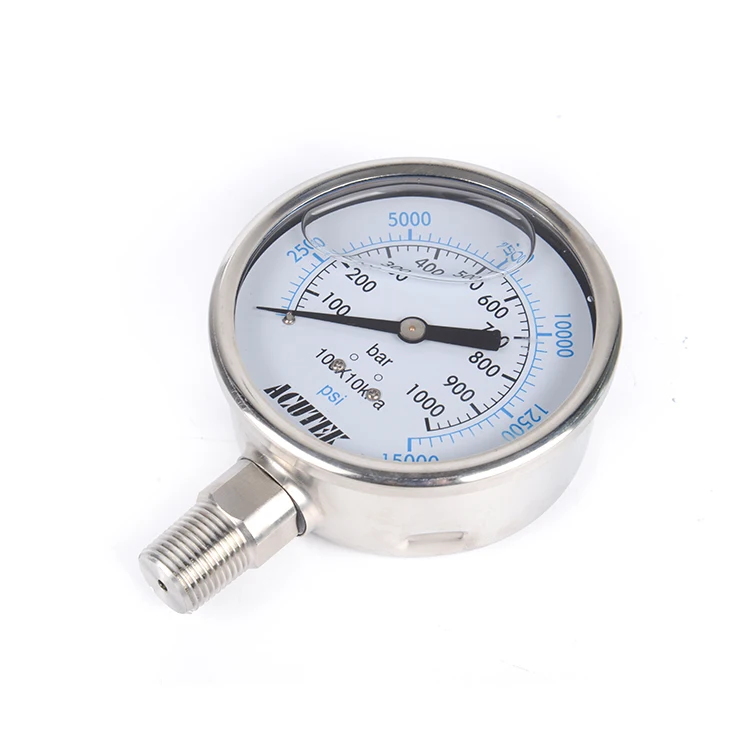 Iz nerjavečega jekla shockproof visokega tlaka, manometer ACUTEK original izvoz YN100BF 1000bar NPT1/2