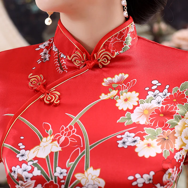 Kitajski Slog Nacionalne Značilnosti Izboljšano Dolgo Cheongsam High-Definition Digitalni Tisk Cheongsam Obleko Sodobne Qipao