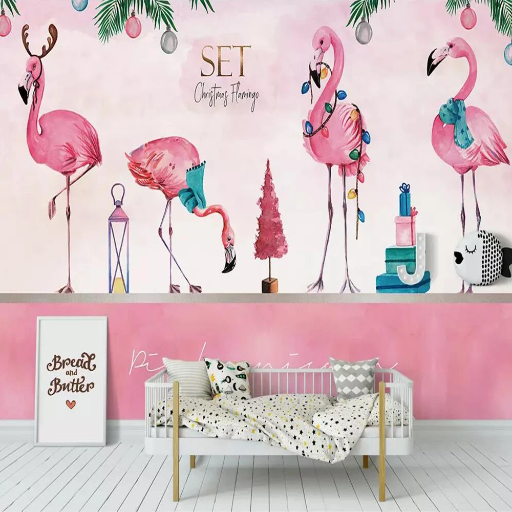 Milofi po meri velikih 3D ozadje zidana Nordijska pink flamingo, dnevna soba, spalnica dekoracijo sten ozadje zidana