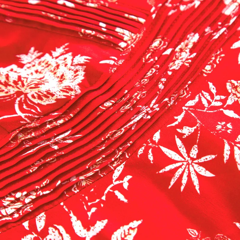Obleko Poletje 2020 Svila Šifon Boho Rdečo Obleko za Ženske Letnik korejski Cvetlični Mini Obleko Elegantno Ženske Obleke Vestidos