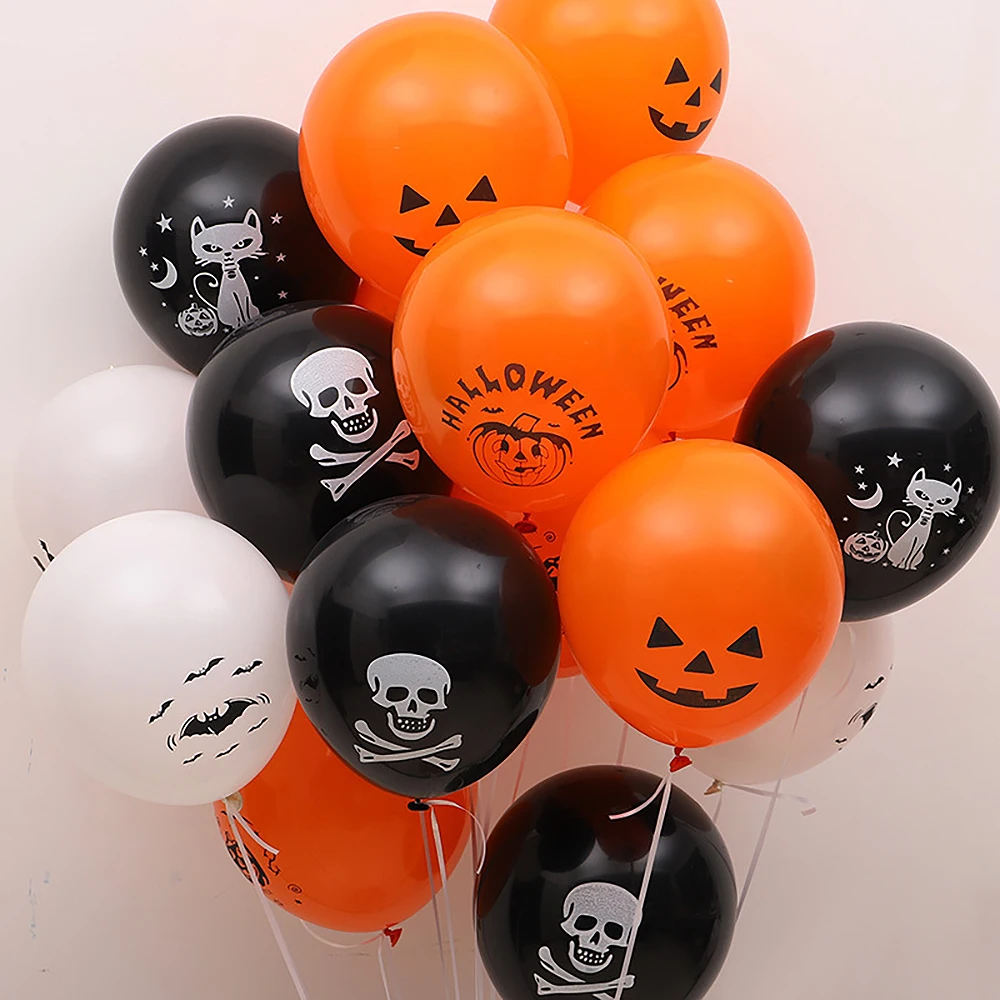 Halloween Black Orange Latex Balon Vsestranski Bučna Okostje Balon Halloween Dekoracijo Helij Baloni