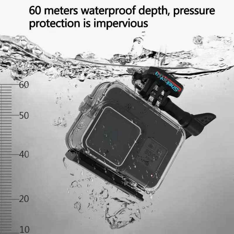 60m Podvodni Vodotesno Ohišje Za GoPro Hero 8 Zaščitni Lupini Pokrov Ohišja za Objektiv Kamere 60m Potapljanje, Plavanje Pribor 9.10