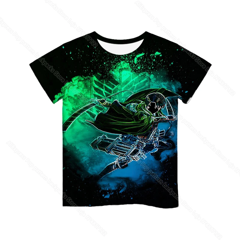 Otroci Napad na Titan 3D Print Majica s kratkimi rokavi Poletje Risank Anime Graphic T-majica za Fante, Dekleta Priložnostne Teens Tshirt Kul Vrhovi Camiseta
