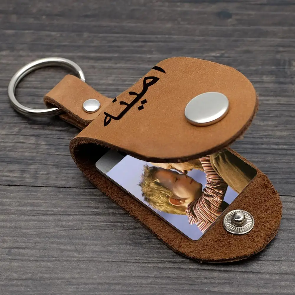 Arabsko Ime Keychain,Osebno Fotografijo obesek za ključe iz Usnja Primeru,Prilagojene, Keychain,Foto Keychain,Rojstni dan Darilo za Očeta ali Mamo