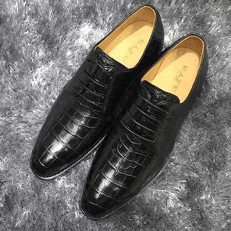 Shenzhen dae krokodil čevlji moški obleko, čevlji Ročno izdelani čevlji čipke-up Priložnostne čevlji moški usnjeni čevlji gume, ki je edini moški podplati