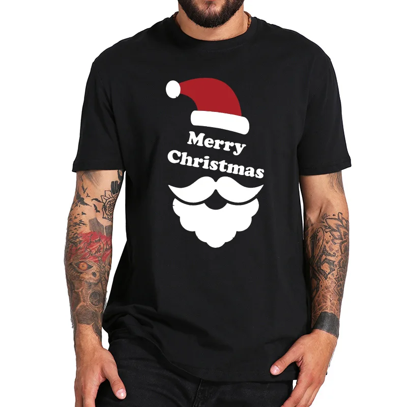 Vesel Božič majica s kratkimi rokavi Moški Smešno Santa Claus Brado Kratek Rokav Stranka Darilo Bombaž Posadke Vratu Priložnostne T-shirt EU Velikost