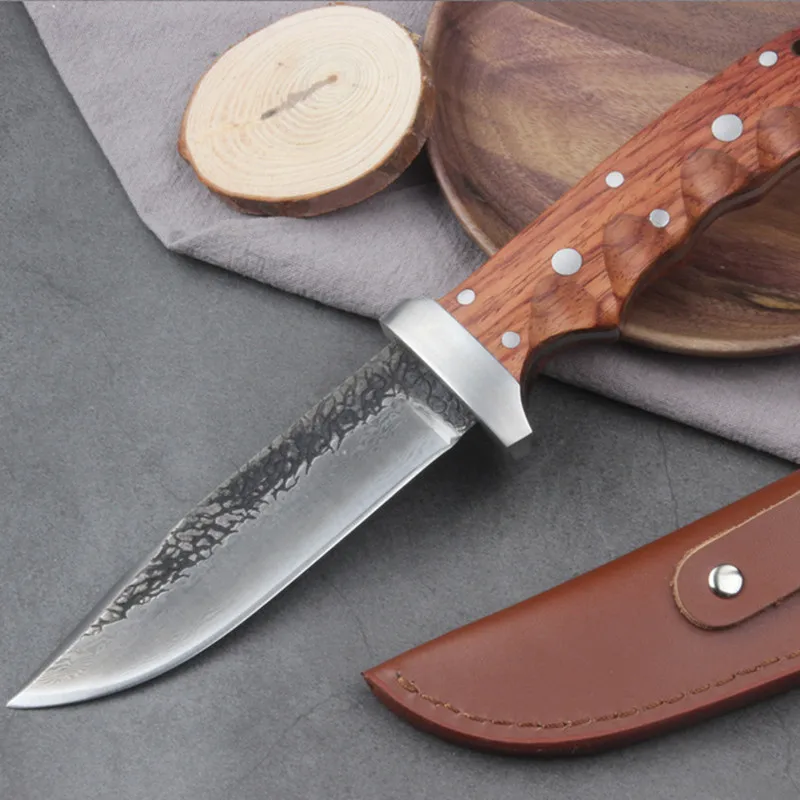 Ročno kovani Damask lovski nož omejeno nož ebony ročaj Damask Jekla Naravnost nož