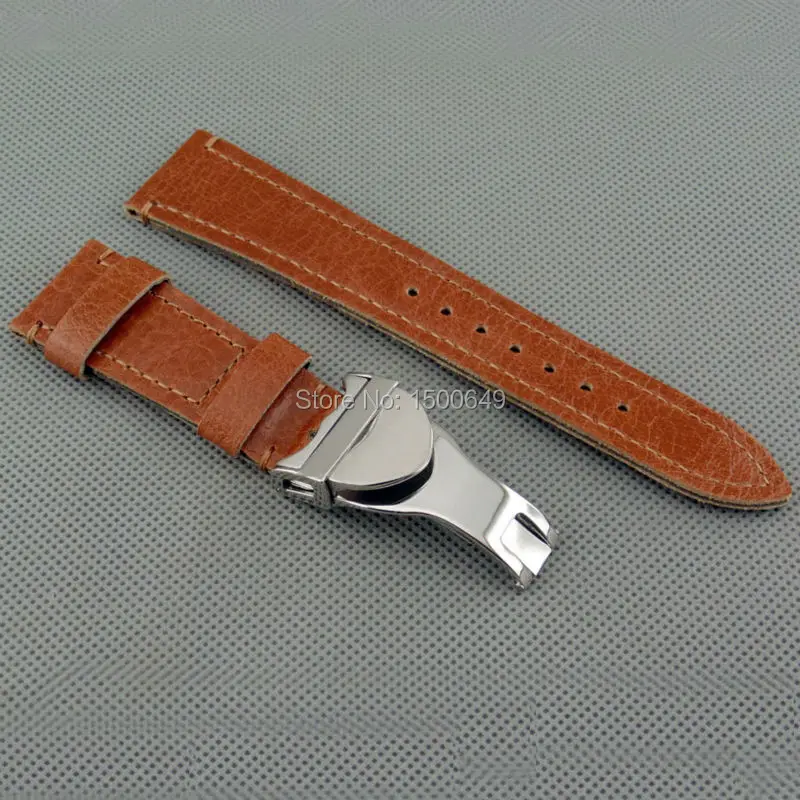 Corgeut 22 mm Rjava, mehka trak z belo črto dobro uvajanje sponke blet watchband fit moški ure