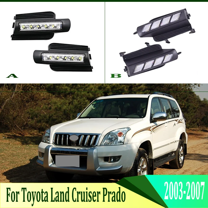 2pcs Za Toyota Land Cruiser Prado 2003-2007 6000K Bele Svetlobe LED za Dnevno Vožnjo, ki Teče Luči DRL Avto Meglo Lučka