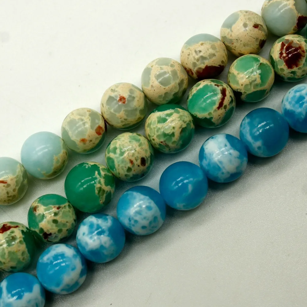 Moda 3 barve cesar kamen imperial ohlapno okoli biseri 4 mm 6 mm 8 mm 10 mm ženske stranka darila, nakit, izdelava 15inch