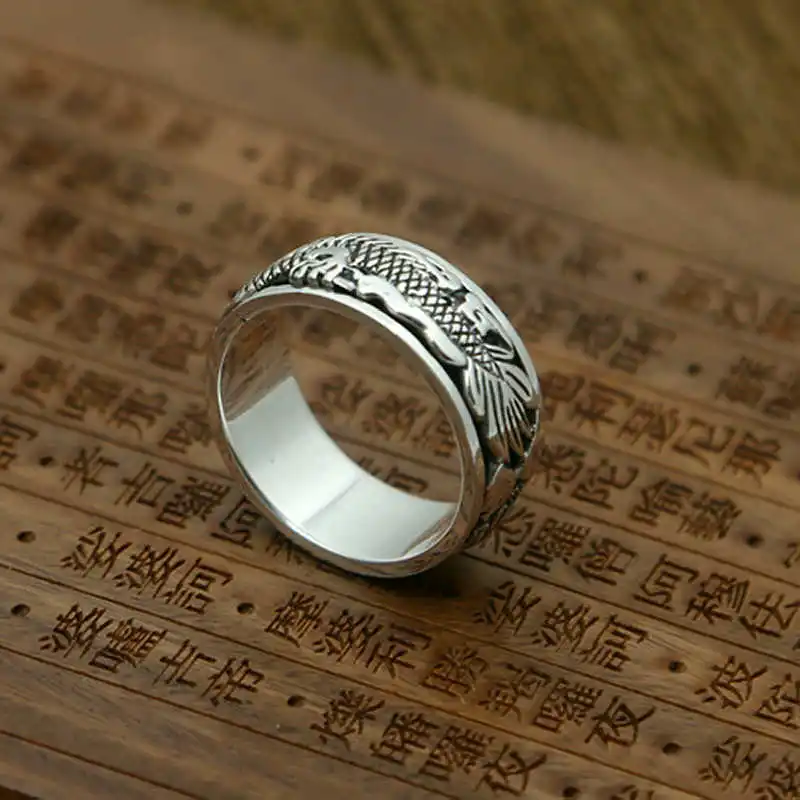 S925 sterling srebro moški prstan osebnost modni retro klasična nakit Zmaj obliko 2018 nove pošiljanje ljubezni darilo