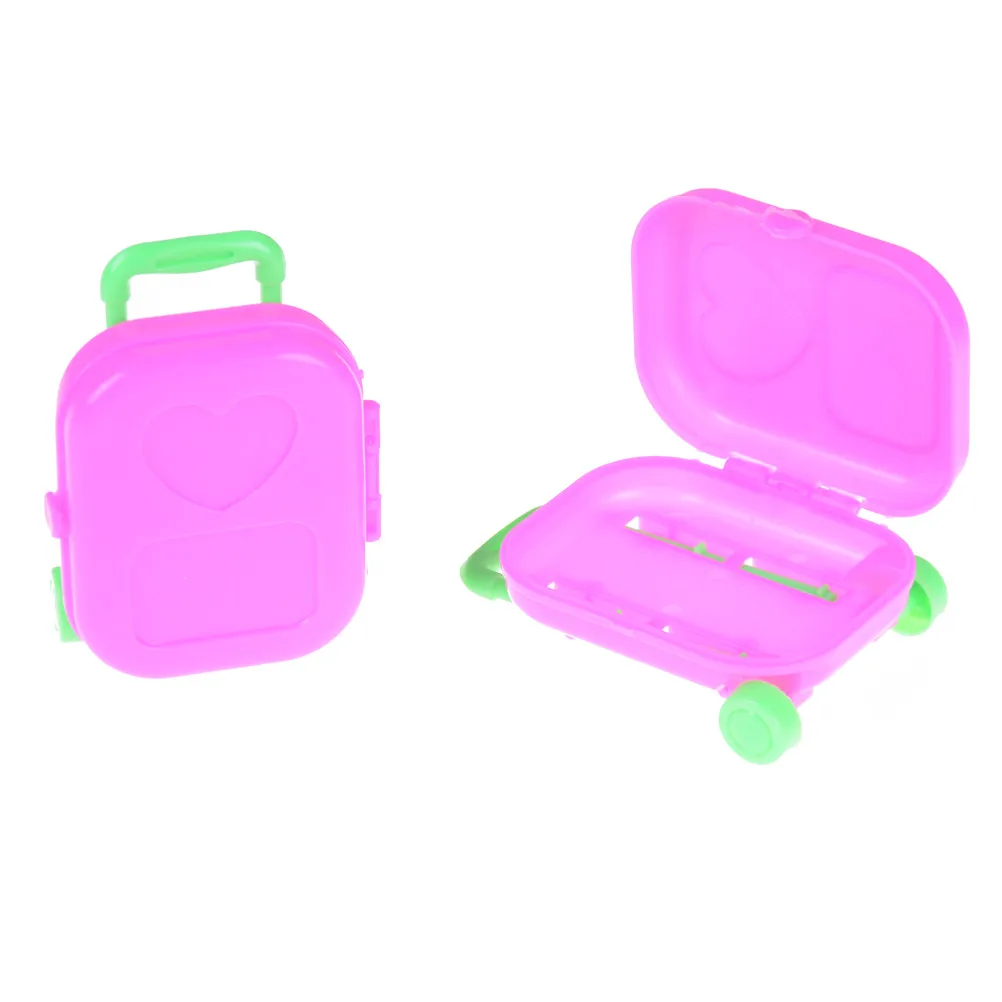 1pcs Roza 3D Potovanja Vlaka Kovček Za Prtljago Za Punčko Igrača Za Otroke, Igrajo Hiša Roza Plastike