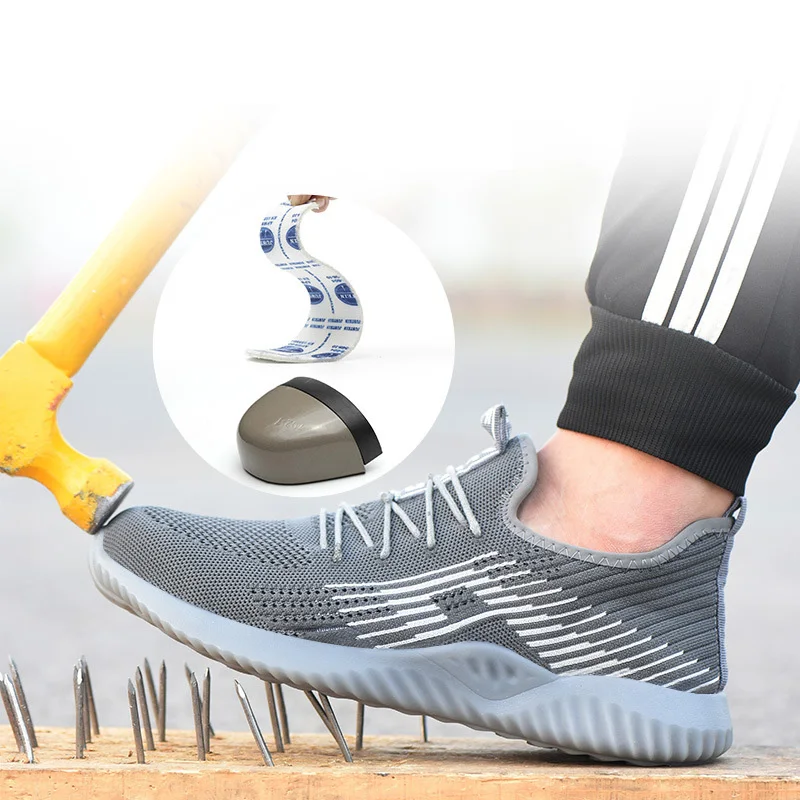Letenje tkane varovalni čevlji za moške anti-razbija anti-piercing varnostne škornje, dihanje, svetloba zaščitni delovni čevlji, športni čevlji