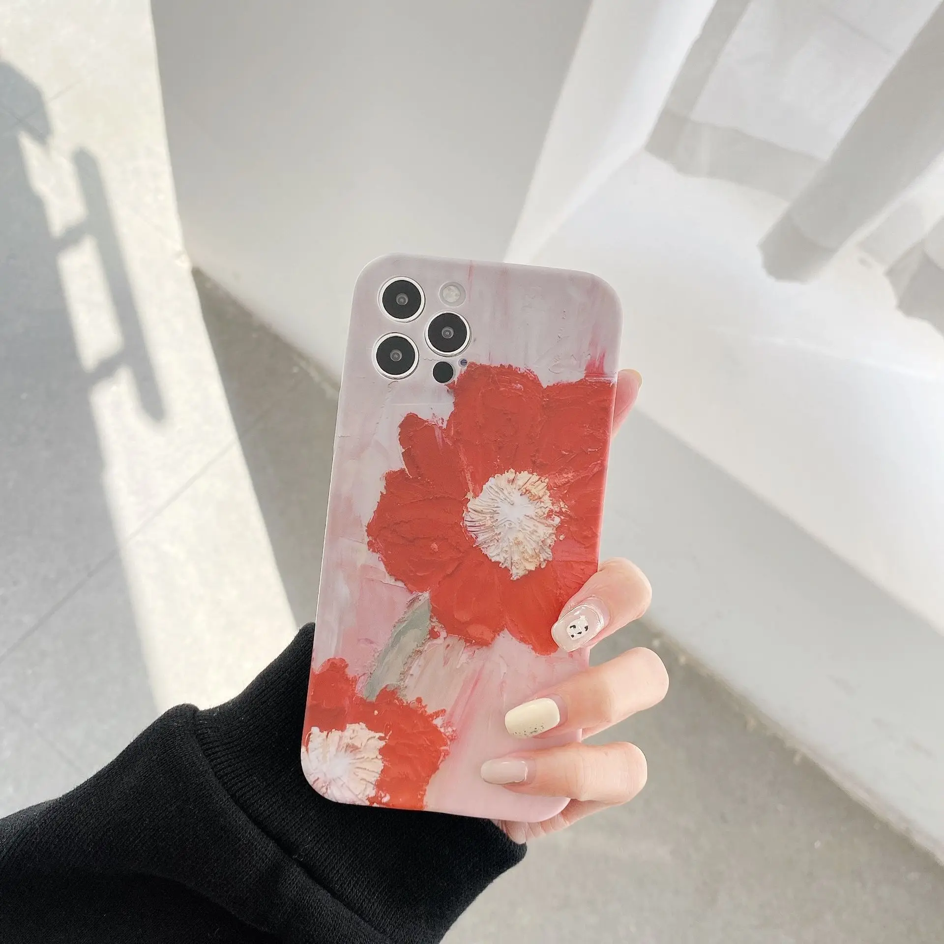 Retro Sladko oljna slika, rdeče rože umetnosti japonski Primeru Telefon Za iPhone 12 11 Pro Max Xr Xs Max 7 8 Plus x 7Plus primeru Srčkan Pokrov