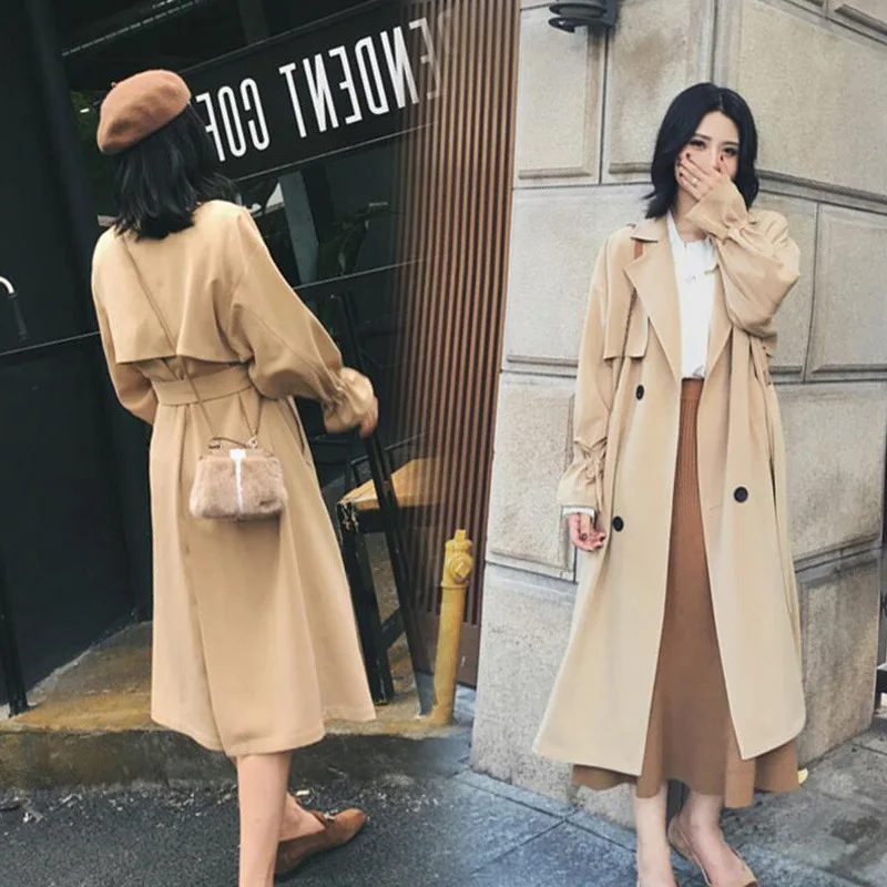 ženske obleke 2019 Britanski stil dolg plašč ženska moda ohlapno in udobno Dvojno zapenjanje ženska coats