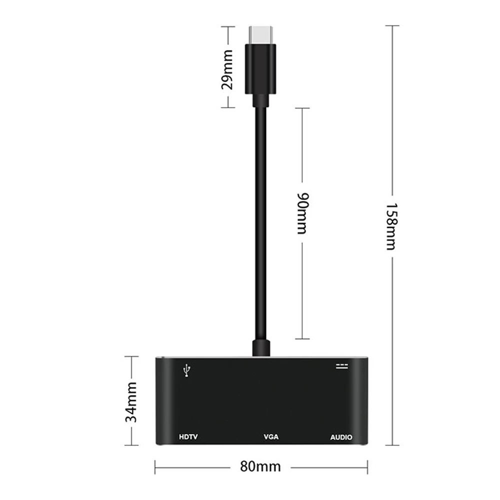 Tip-C HDMI/VGA/USB3.0HUB/PD/Avdio Pretvornik Kabel Zaslonu Mobilnega telefona U Disk, Preberite