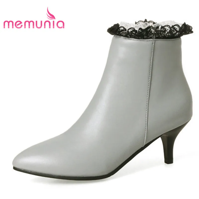 MEMUNIA 2020 novi škornji sladko ruffles moda opozoril toe čevlji jeseni, pozimi ženske škornji velika velikost 32-47