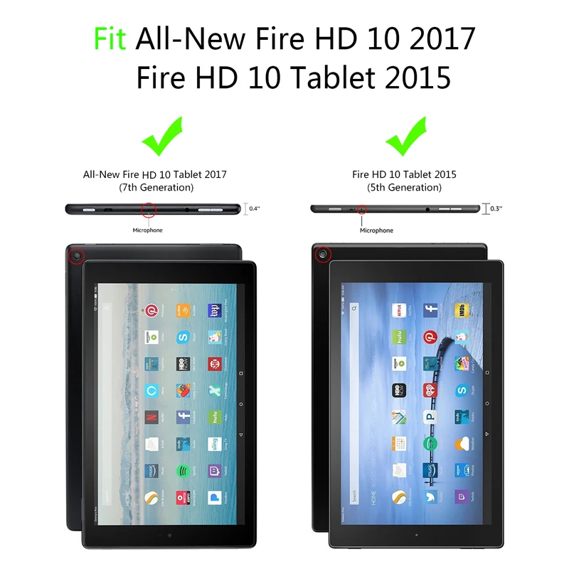 3D Tiskanje PU Usnje denarnice Primeru za Amazon Kindle Fire HD 10 2017 Stojalo Pokrov za Amazon Fire HD 10 hd 10 tablet primeru