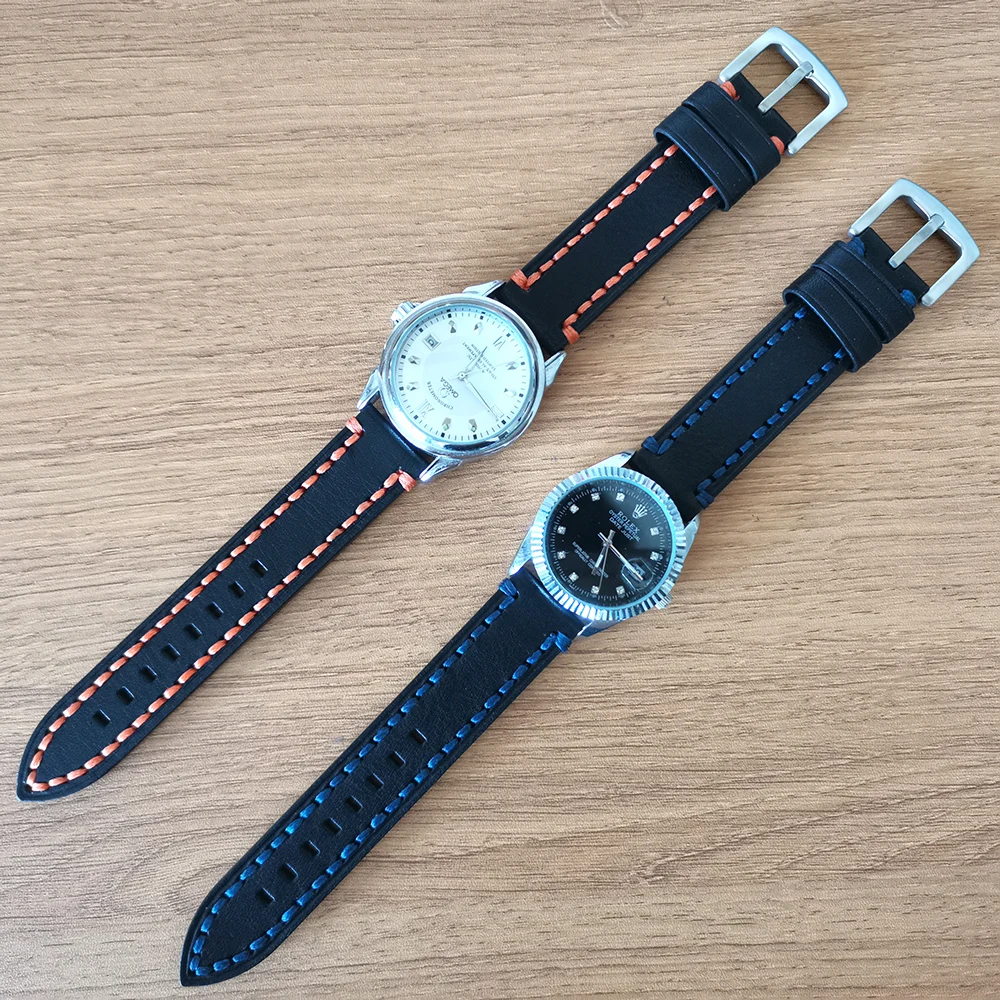Pazi Pribor Pravega Usnja Trak Watch Band 20 mm 22 mm 24 mm Nove Manšeta Zapestnica Watchband Kakovosti Debele linije Manžeta