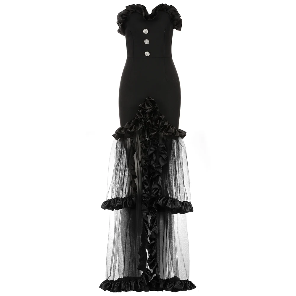 Halinfer Seksi Brez Naramnic Backless Black Maxi Dolgo Bodycon Povoj Obleko 2020 Oblikovalec Eleganten Stranka Obleko Vestido
