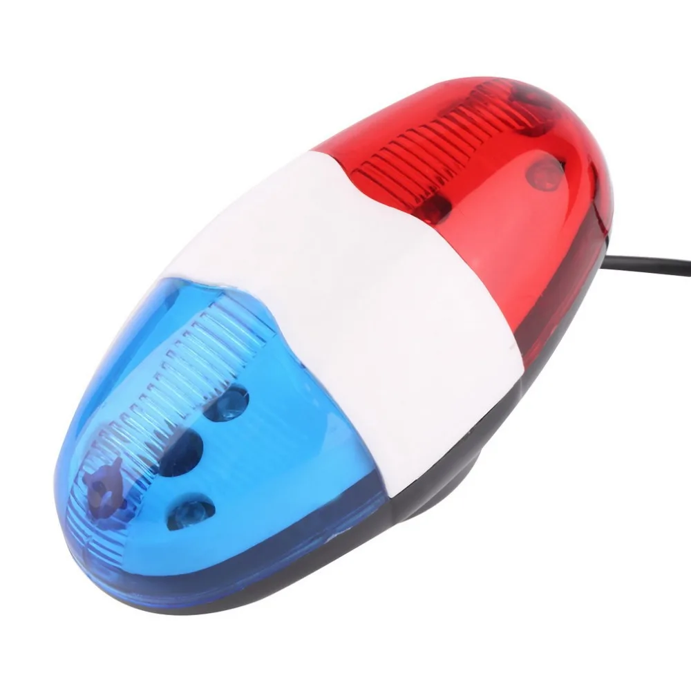 Rdeča in Modra Kolo sirene 6 LED 4 Zvoke Kolo Policija Prednja Luč, Sireno Opozorilni Kolesarjenje Električni Rog Bell za Pod 24 mm Premera