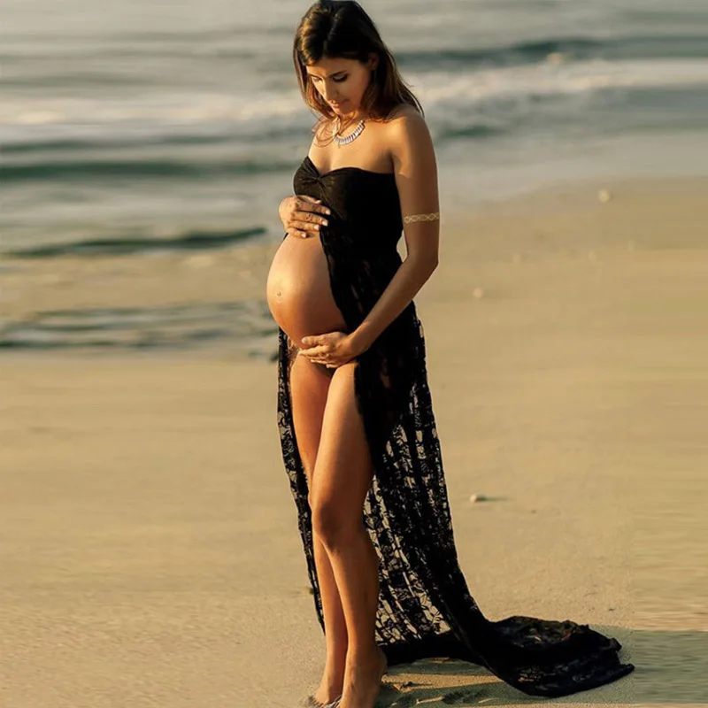 Plus Velikost noseča obleko Nekaj porodniškega fotografija rekviziti maxi obleke Čipke Obleko Modno fotografiranje, foto poletje obleko noseča