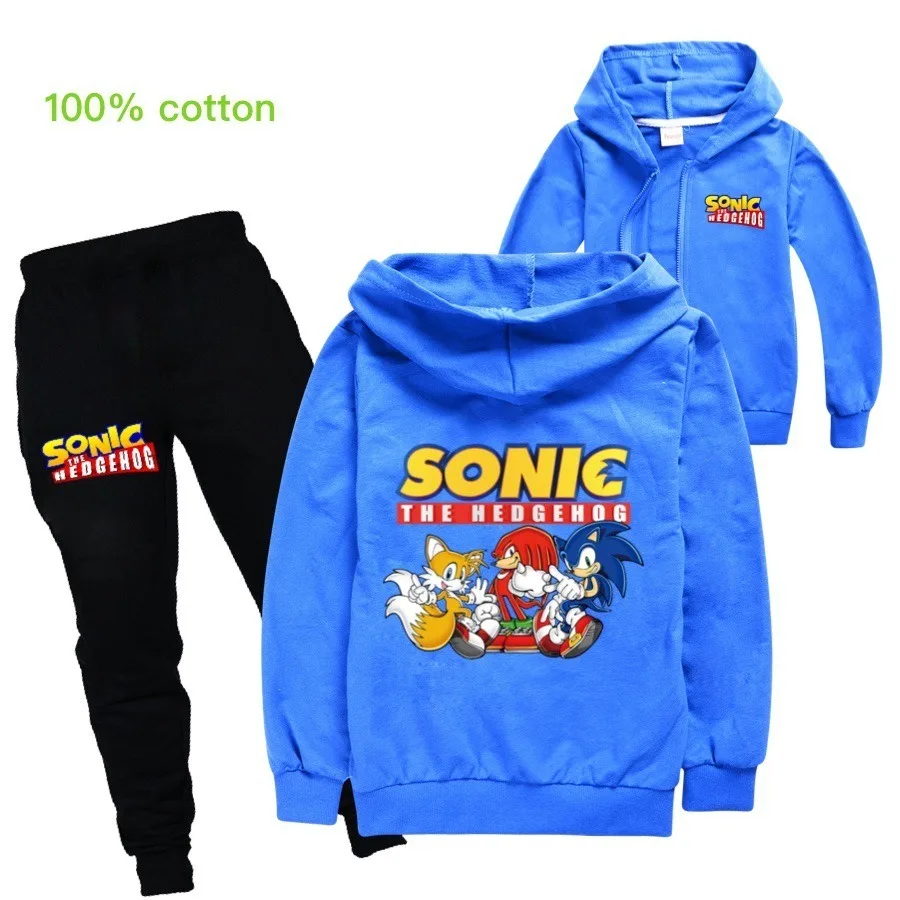 Otroška risanka Sonic hedgehog hooded zadrgo jopico fantje in dekleta, prosti čas športna šola enotno spomladi in jeseni obleko