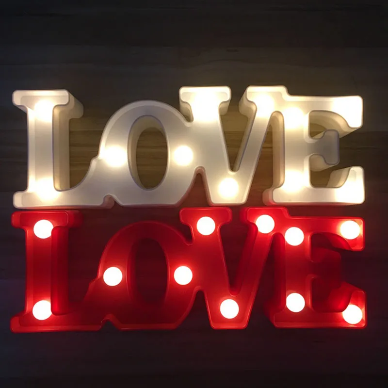 Romantični 3D LJUBEZEN LED Črka, Znak Noč Svetlobe Nadstrešek Topla Svetloba namizne Svetilke nočne luči Za Poroko Dekor Ljubitelje Darila