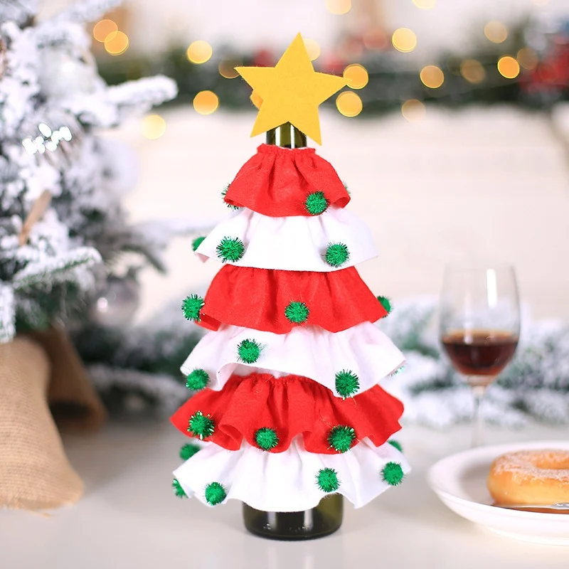 Božično Drevo Design Steklenico Vina Skp Počitnice Pokrovček Nastavite Božično Zabavo Počitnice Mizo Dekoracijo