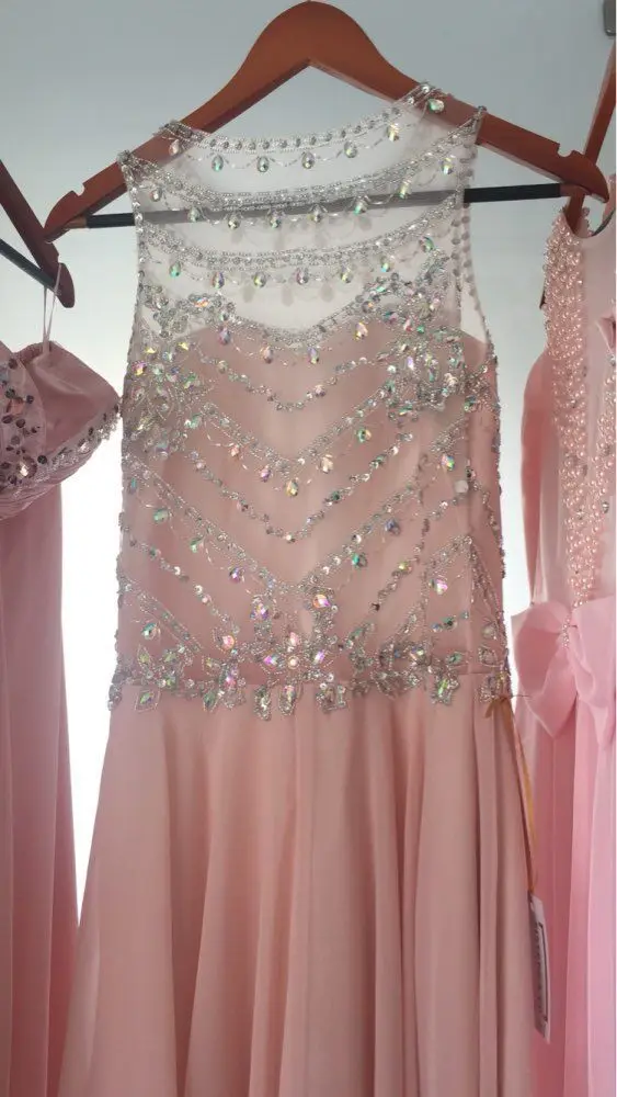 2020 Customed Roza Kroglice Kristalno Dolgo Obleko za Poroko Princesa Poročne obleke Večer Prom Stranka Halje Vestido De Praznik