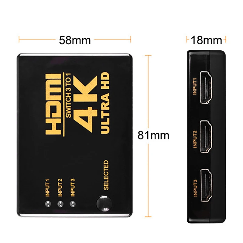 Vroče-HDMI Preklopnik 3 v 1 Izhod, Podpora 4K, Full HD 1080P, 3D Infrardeči Daljinski upravljalnik 3 v 1 Preklopnik
