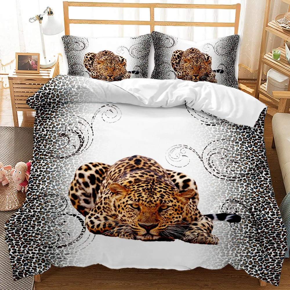 Živali cheetahPrinted Posteljni Set 2/3pcs 3D Mehka odeja pokrovček Nastavite Twin Polno Kraljica Kralj Velikost Domačega Tekstilnega Geometrijo Leopard rjuhe