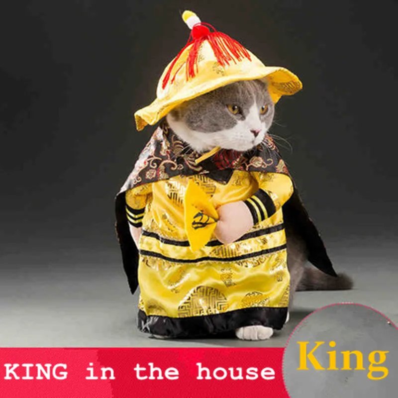 Vroče prodaje Mačke obleko majhen Pes, Kuža, Mačka Pet Kostum, Obleke, Zlato Kralj Imperij Cosplay Kostume Obleko oblačila Mačka Pes dobave