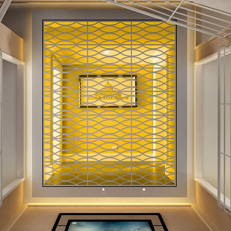 60*30 cm Akril Ogledalo Nalepke Geometrijski Vzorec Diy Izmenljive Nepremočljiva Svetlobna PVC Stenske Meji Nalepke za Dom Decoraction
