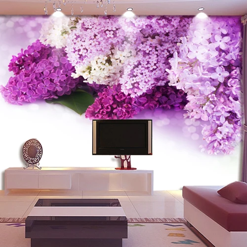 Trgovina purple cvet zidana 3d photo freske 3d stenske freske ozadje TV, kavč entranceway cvet freske za dnevno sobo