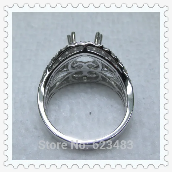 Obroči 8 mm Krog Cut Trdno Belo Zlato 14k Naravni Diamant Pol Gori Nastavitev Poroko