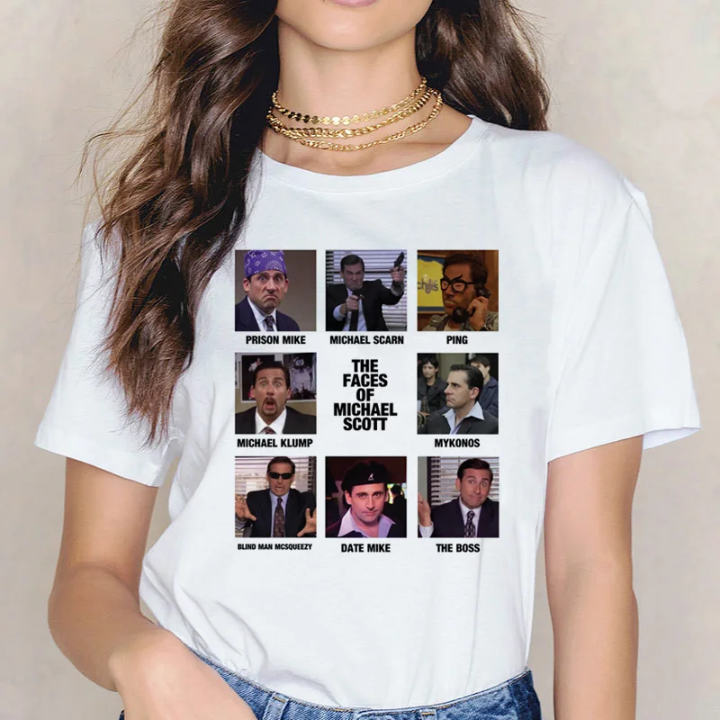 Michael Scott Harajuku Graphic majica s kratkimi rokavi T-shirt ulzzang Urad Moda Smešno Grunge Tees Majica Femme Estetske 90. letih Ženske