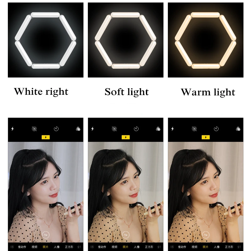 Novo Zložljiva Zatemniti Fotografija Razsvetljavo LED Selfie Obroč Svetlobe prst na roki Svetilko Z Stojalo Stojalo Za Youtube Ličila Video v Živo Studio