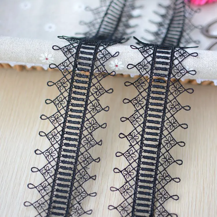 2m/Črna / bela vodi topen čipke trim nakit ogrlica čipke DIY ročno krilo otroška oblačila, obleko dekoracijo pribor HY94