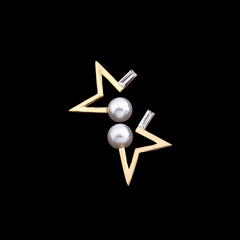 Kshmir Asimetrični Minimalističen Modni Uhani, Pentagram, Dragulj in Biser Uhani So Ženski Uhani Geometrijske Gold Uhani