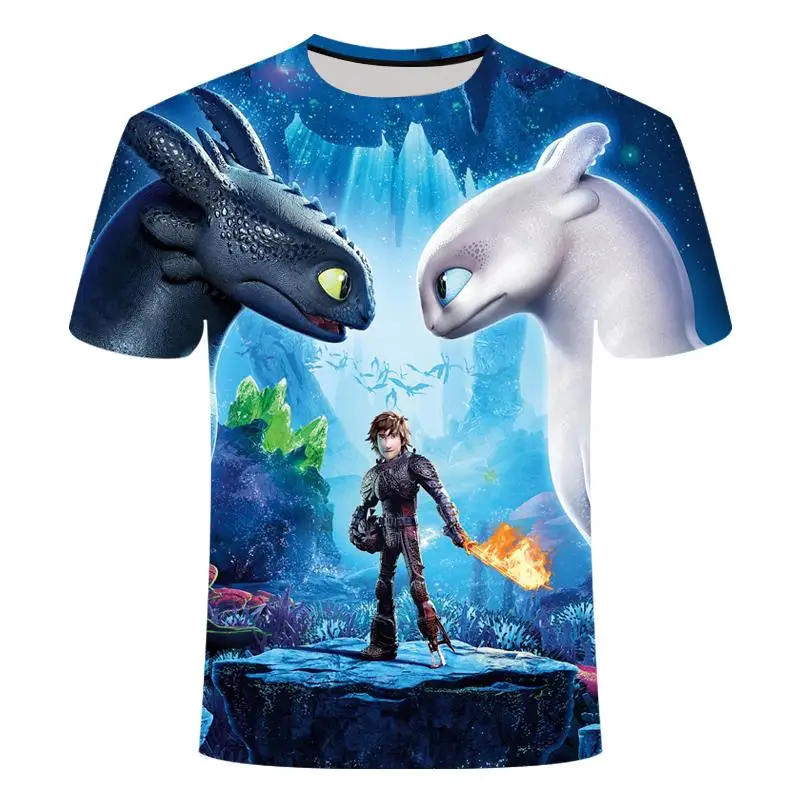 Poletje Nova moška T-shirt, kako vzgajati dragon 3 anime Tshirt 3D natisnjeni t-shirt dekle risanka shirt majica oblačila S-6XL