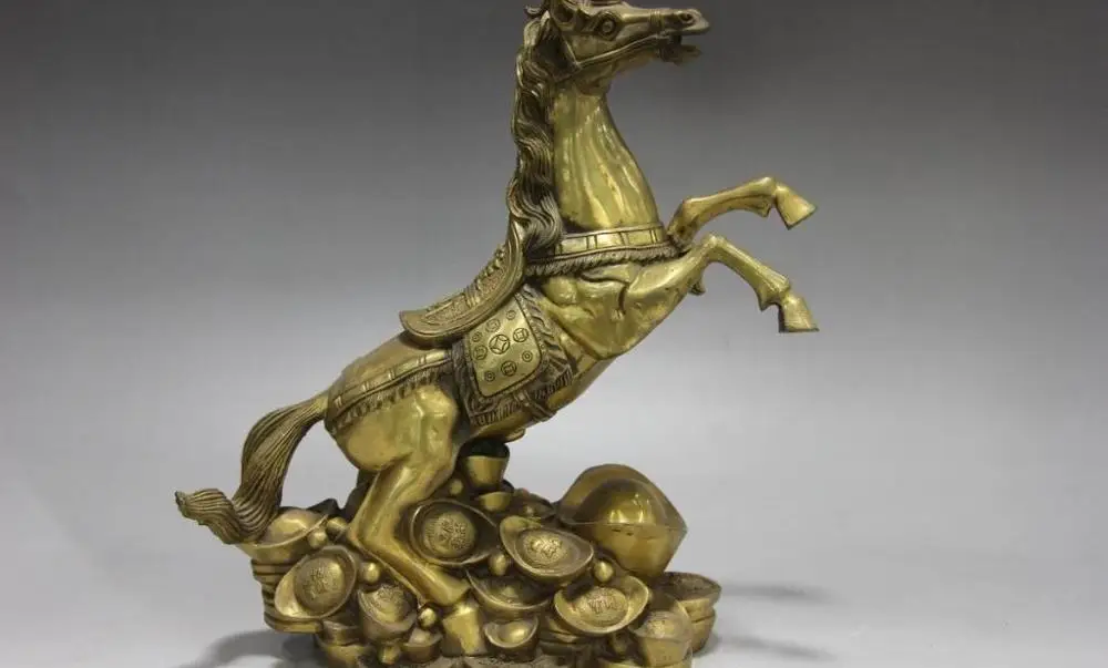 Kitajski folk Fengshui baker Medenina Konj Denar, Bogastvo YuanBao Konj srečen Kip