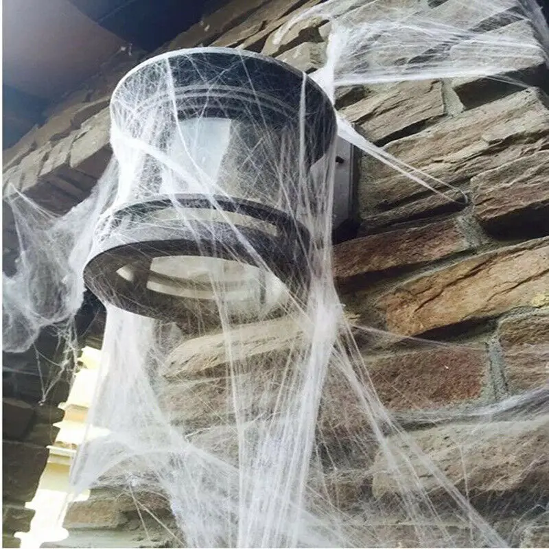 Spider Web Halloween Dekoracijo Uklet Hiša Groze, Bela Stretchy Cobweb Notranja Zunanja Sablastan Rekviziti Strašno Party Scene