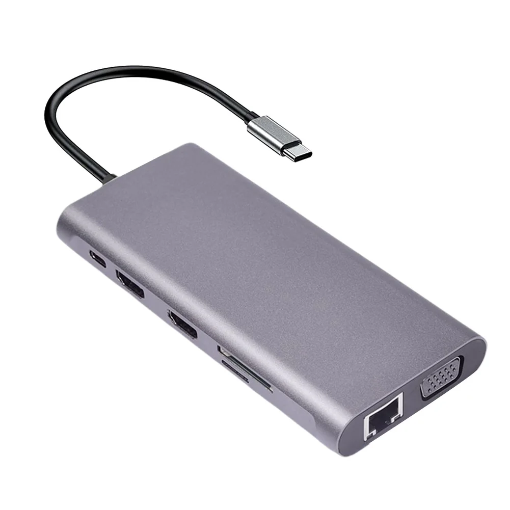 11 V 1 PD Audio Gigabit Ethernet Prenosniki 4K Aluminij Zlitine RJ45, USB, C Hub Adapter Card Reader VGA Razširitvene Postaje Tip-c