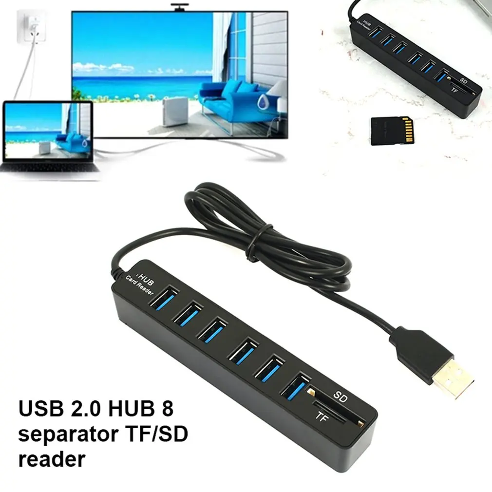 Mini USB Hub 2.0 Multi USB 2.0 Hub USB Razdelilnik 3 Port Hub Z TF SD Card Reader 6 2.0 Port, Hab Adapter Za osebne RAČUNALNIKE Dodatki