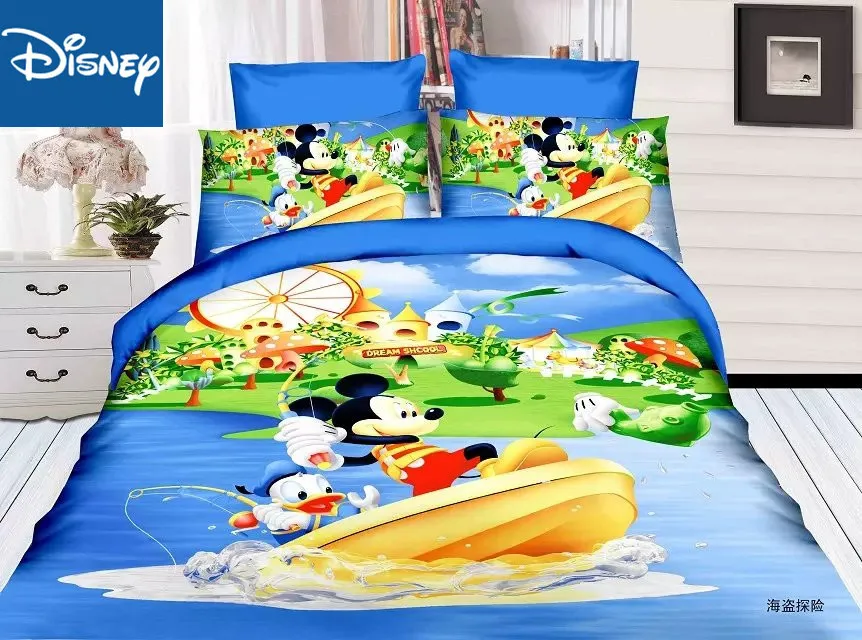 Strip Disney Mickey Miške Minnie Winnie Rjuhe Kritje Set 3 ali 4 Kosov za otroke Twin Enotni Velikosti Posteljnine Komplet Spalnica Dekor