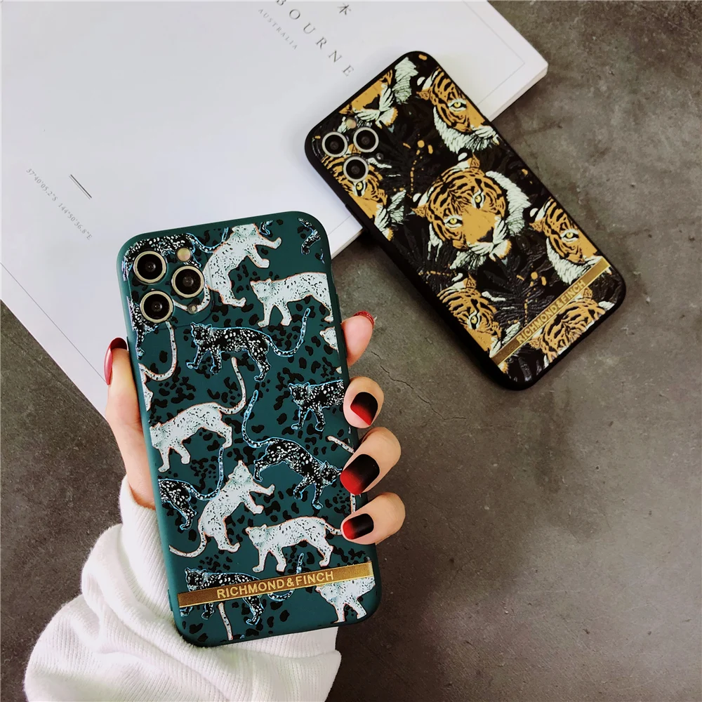 Vroče Luksuzne blagovne Znamke, Tiger, Leopard, richmond ščinkavec Silicij Primeru za iPhone mini 12 11 Pro X XS MAX 8 7 Plus 3D relief moda pokrov