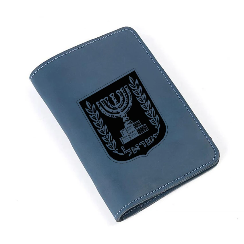 Pravega Usnja Potni list Pokrovček Izrael Potovanja denarnice Primeru Imetniki Kartice Slim Torbici Engrave Ime Modri Potni list denarnice Darila