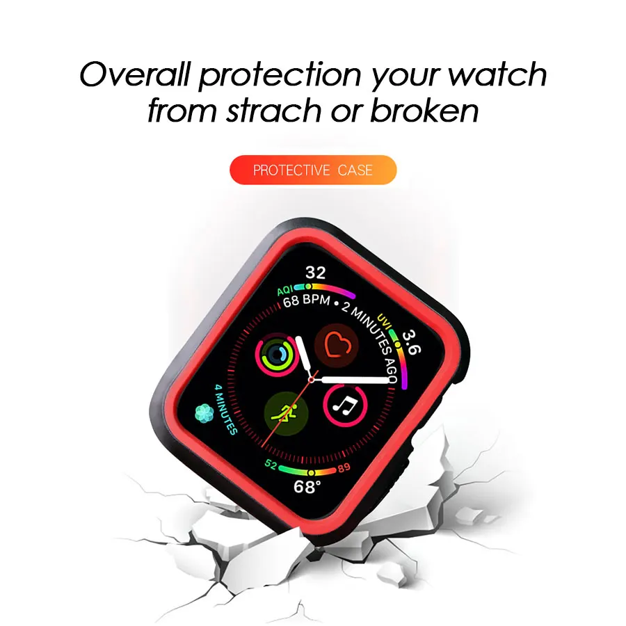 Silikonski Watch Primeru za Apple Gledati Serije 4/3/2/1 Polno Zaščitnik Nepremočljiva Anti-knock Odbijača Za iWatch 40 mm 44 mm 38 mm 42mm