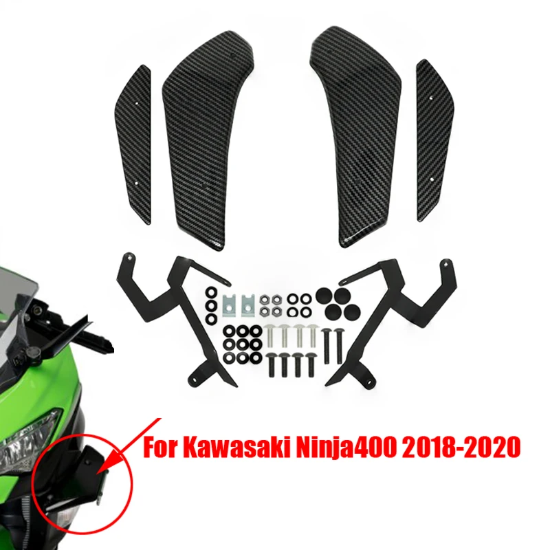 Motorno kolo Prednji Oklep Winglets Nastavite Krilo Zaščitnik Lupini Ogljikovih Vlaken Barva, ABS Plastike Za Kawasaki Ninja400 2018 2019 2020